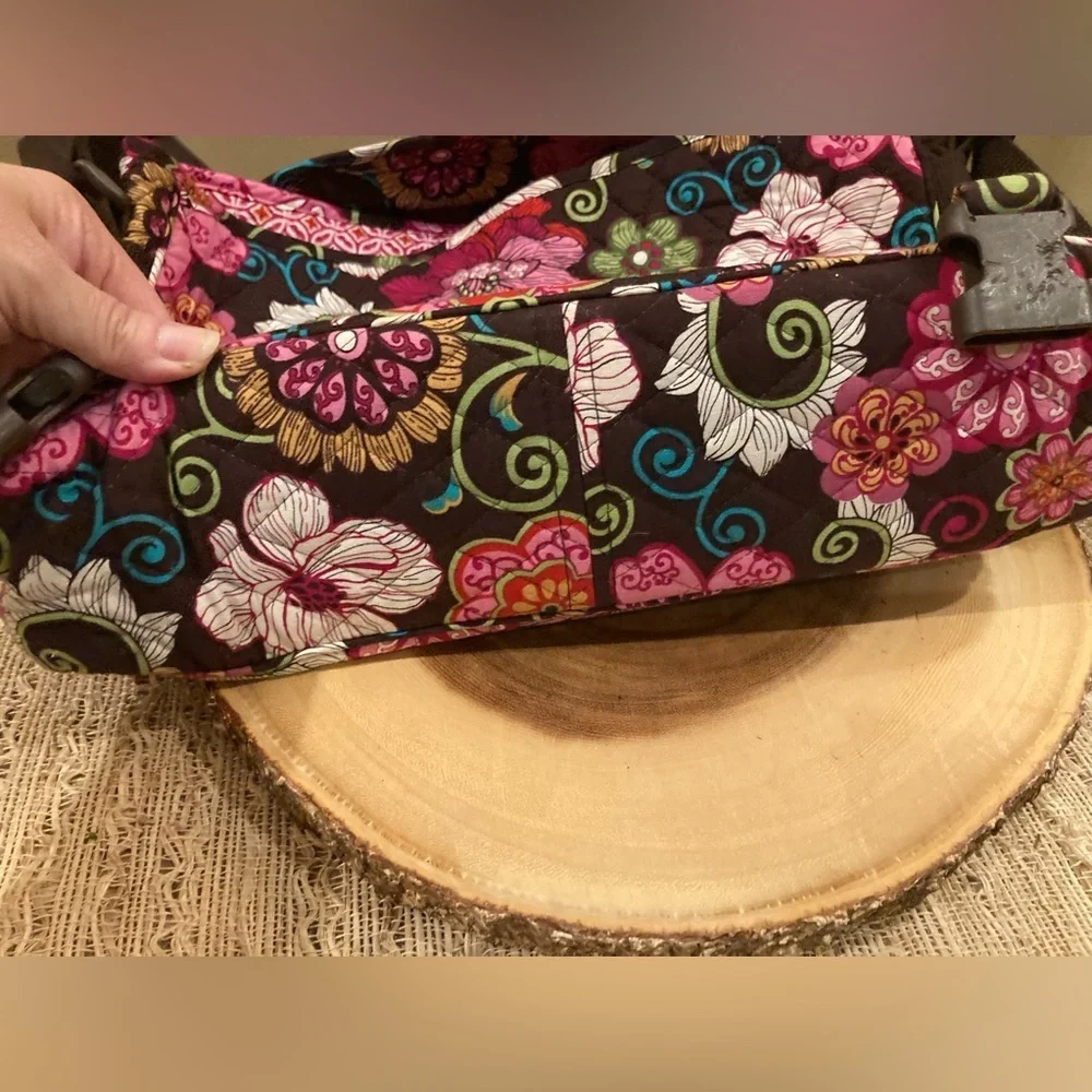 Vera Bradley Mod Floral Pink‎ Quilted Messenger Laptop Shoulder Bag 15x12x4